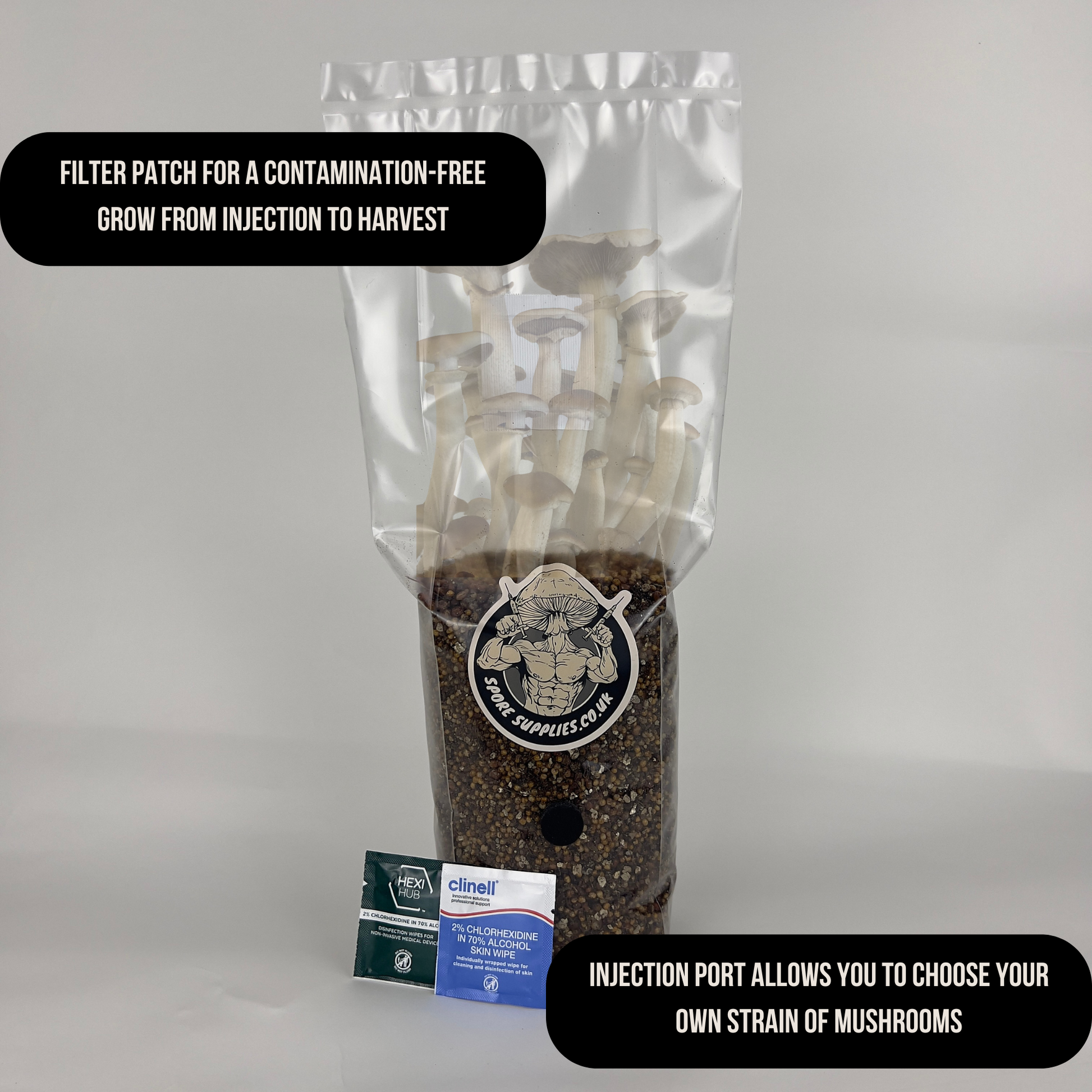 filter patch and injection port for 1kg all in one mushroom grow bag