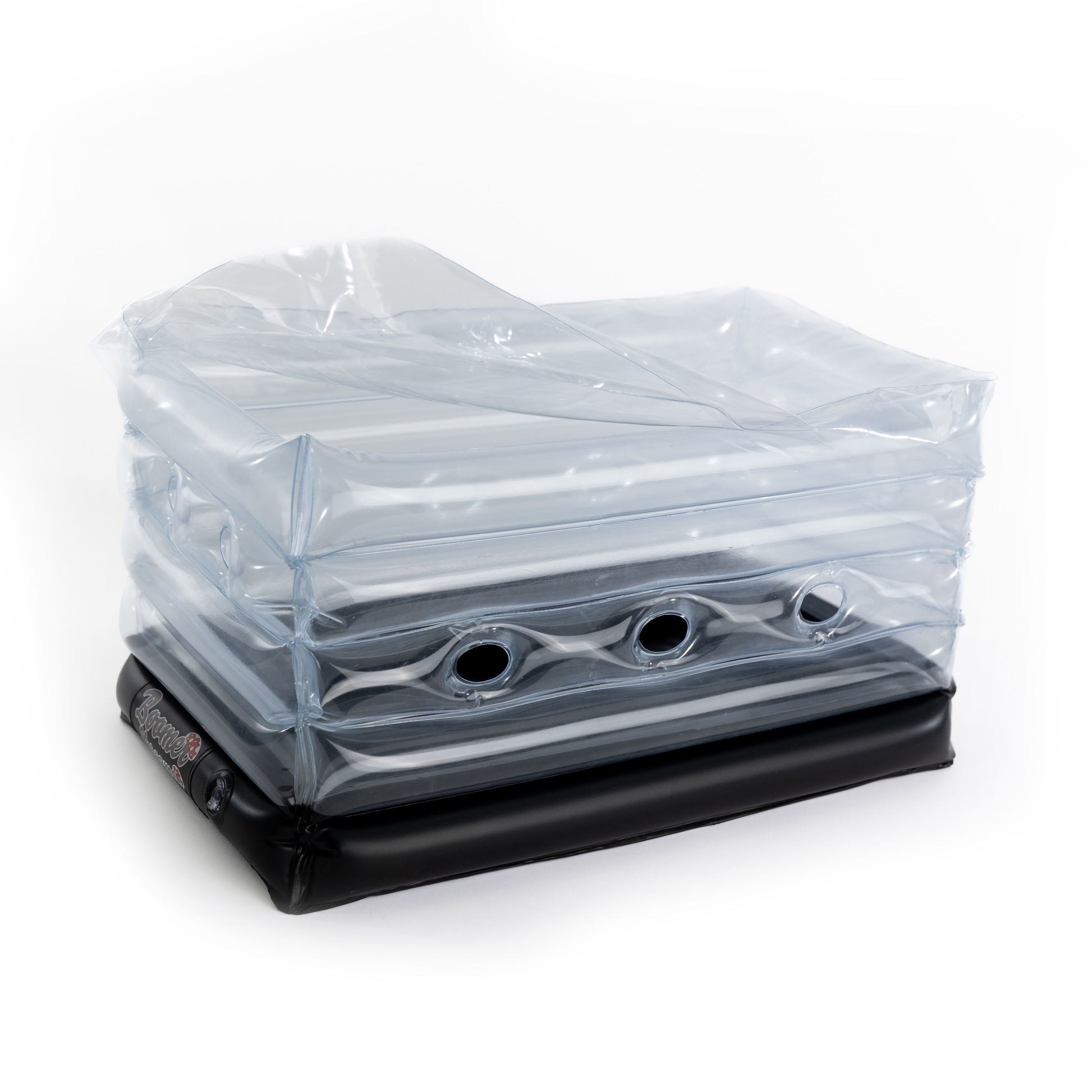 inflatable boomer shroomer monotub with lid half opened