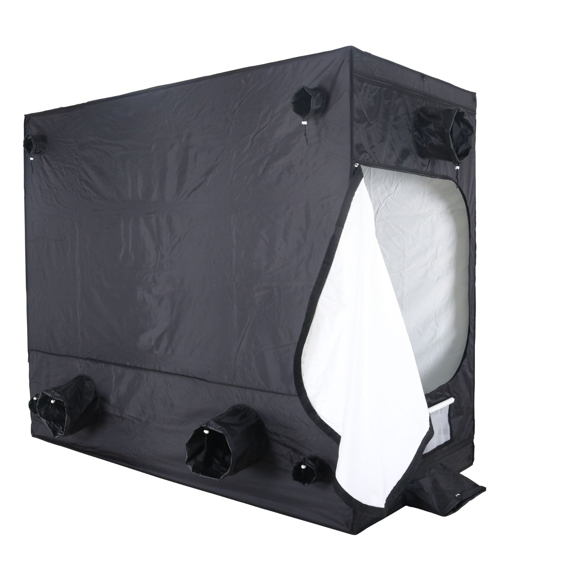 black mushroom cultivation grow tent with open side panel 