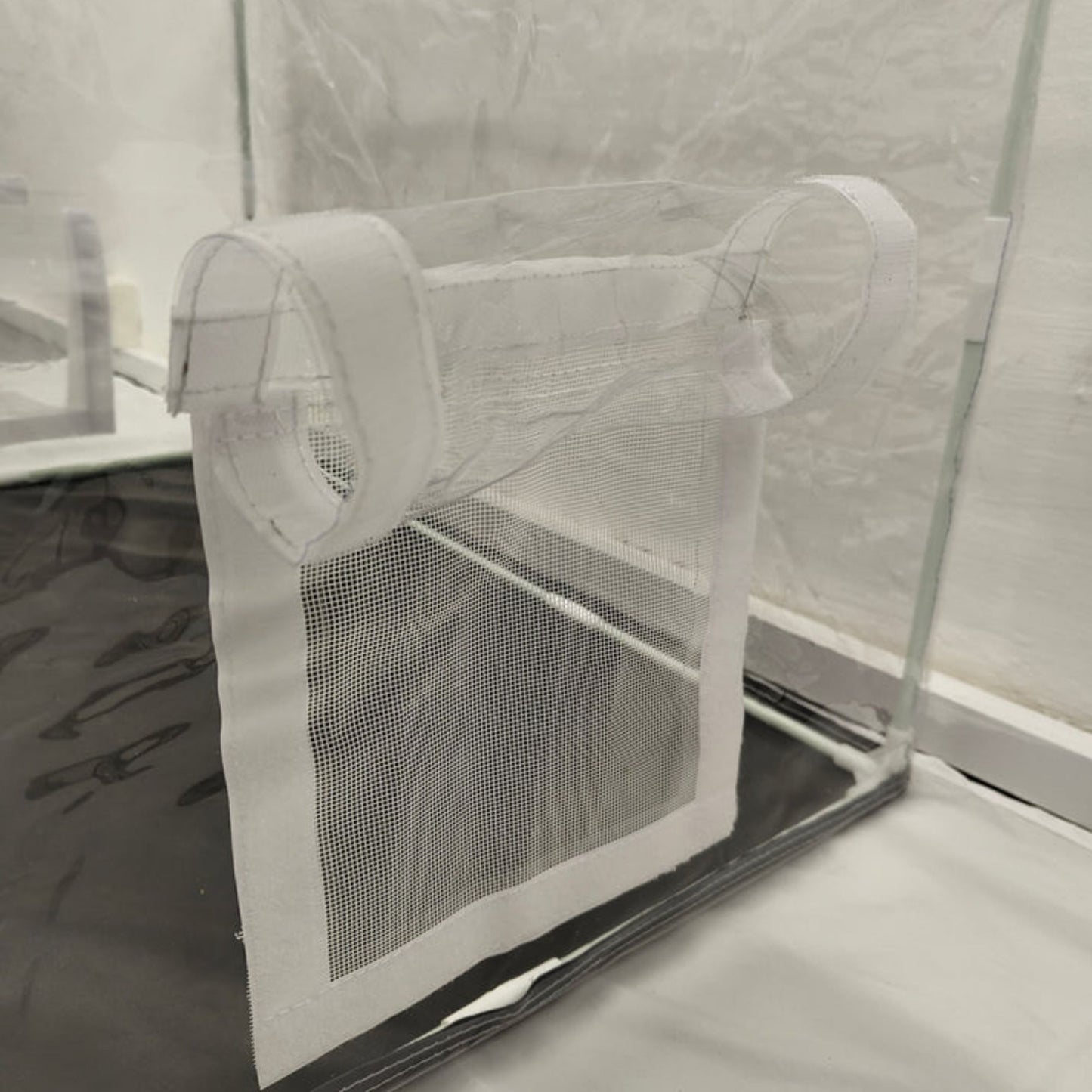 opened mesh air vent for funguy equipment automated monotub
