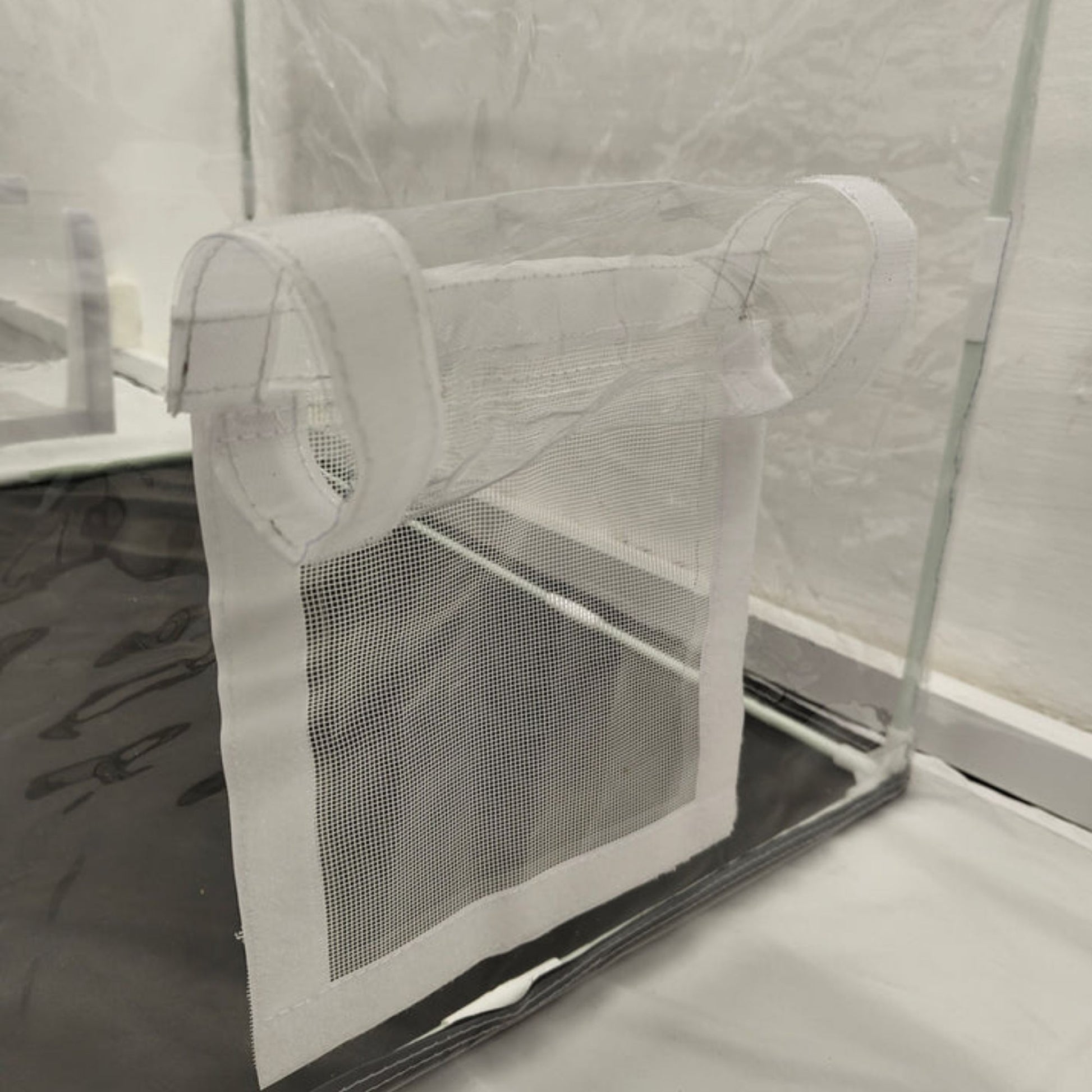 opened mesh air vent for funguy equipment automated monotub