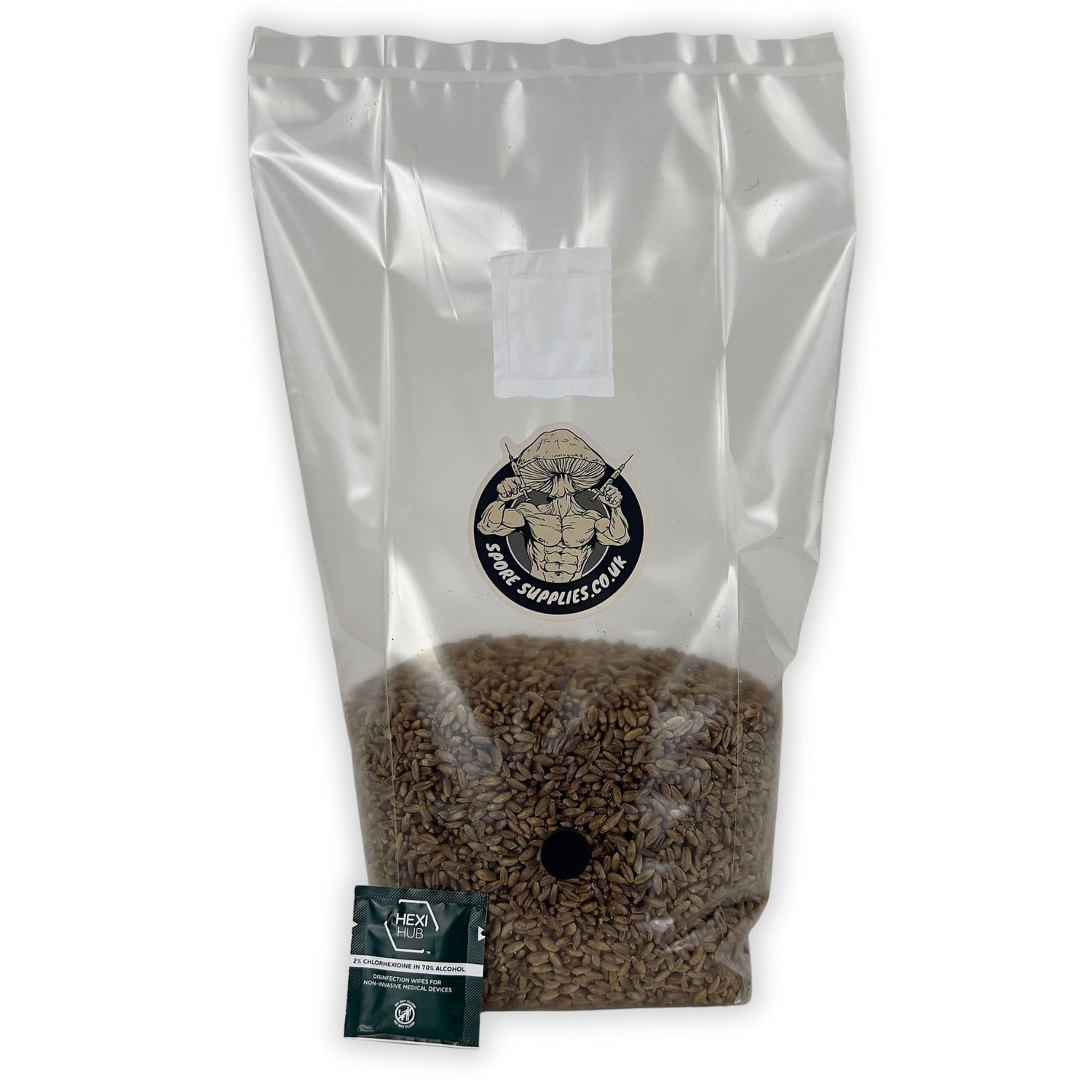 sterile bag of rye grain by spore supplies for mushroom cultivation