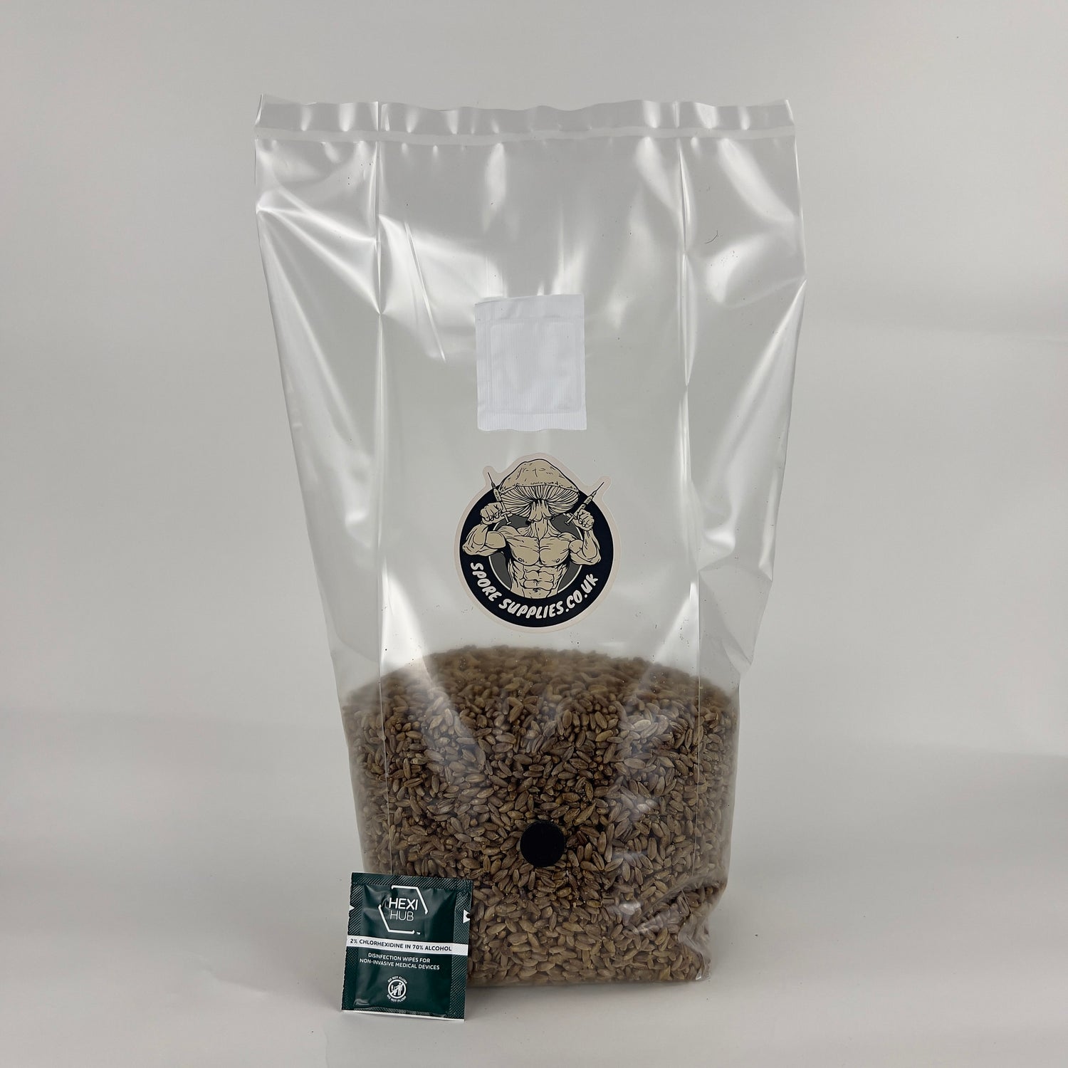 sterile bag of rye grain by spore supplies for mushroom cultivation